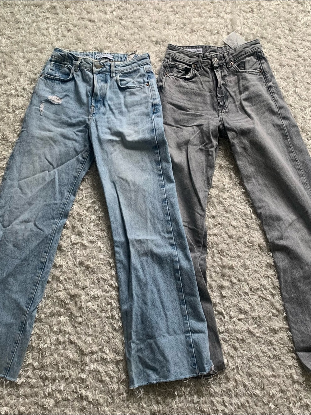 Bundle 2 Zara Blue, Faded Black /Gray Straight Leg Jeans size 4